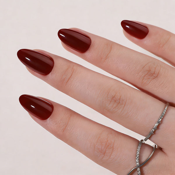 Almond Wine Red Soft Gel Press Ons