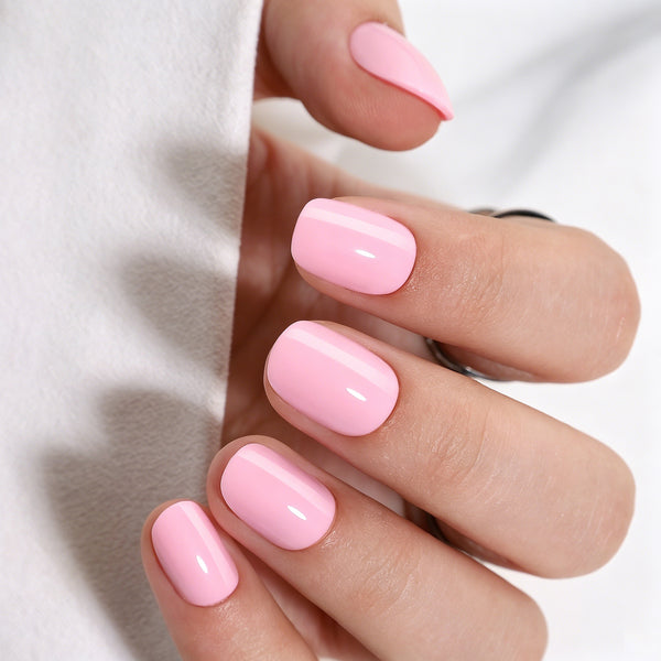 Square Solid Color Pink Soft Gel Press Ons A321 SH-4