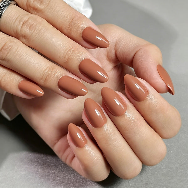Almond Solid Color Soft Gel Press Ons C094-MH-3