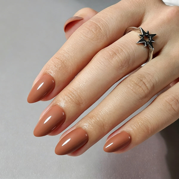 Almond Solid Color Soft Gel Press Ons C094-MH-3
