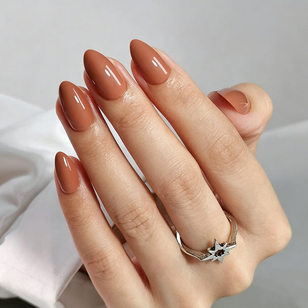 Almond Solid Color Soft Gel Press Ons C094-MH-3