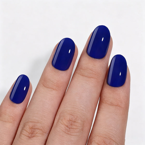Oval Solid Color BlueSoft Gel Press Ons F011-MH-4