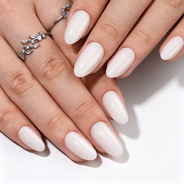 Almond Medium Milky Soft Gel Press Ons W072-MH-3