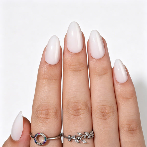 Almond Medium Milky Soft Gel Press Ons W072-MH-3