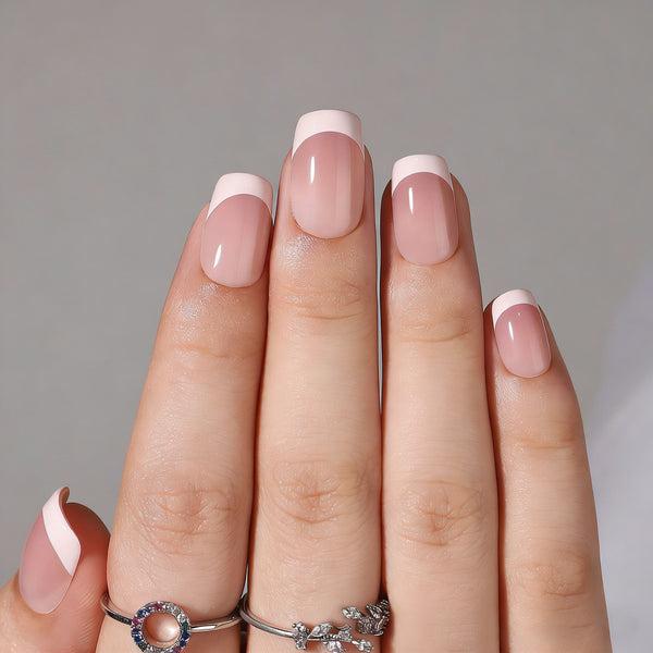 French Ombre Medium Square Soft Gel Press Ons