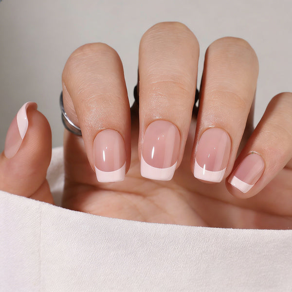 French Ombre Medium Square Soft Gel Press Ons