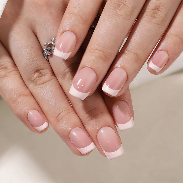 French Ombre Medium Square Soft Gel Press Ons