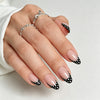 Short Almond Polka Dot French Tip Soft Gel Press Ons XNFS248-1