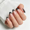 Short Almond Polka Dot French Tip Soft Gel Press Ons XNFS248-1