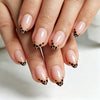 Short Almond Leopard French Tip Soft Gel Press Ons XNFS254