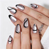 Almond Medium Cat Eye Line Art Sliver Soft Gel Press Ons XNMY188