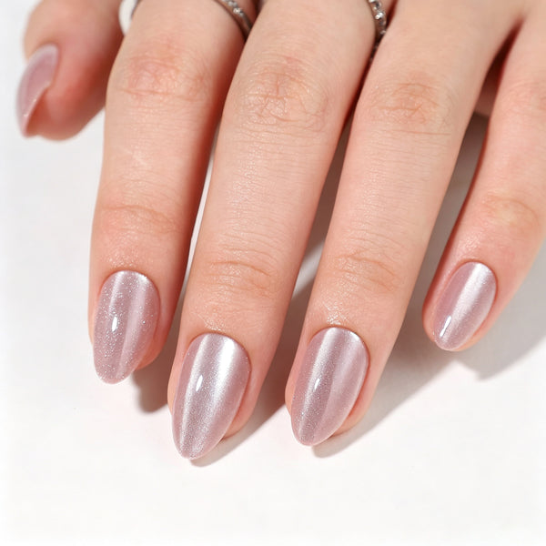 Almond Medium Cat Eye Pink Soft Gel Press Ons XNMY195