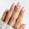 Almond Medium Pearl Pink Flower Soft Gel Press Ons XNPH1985