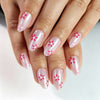 Almond Medium Pearl Pink Flower Soft Gel Press Ons XNPH1985