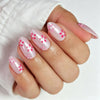 Almond Medium Pearl Pink Flower Soft Gel Press Ons XNPH1985