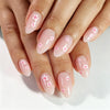Almond Medium Nude Pink Flower Soft Gel Press Ons XNPH1988