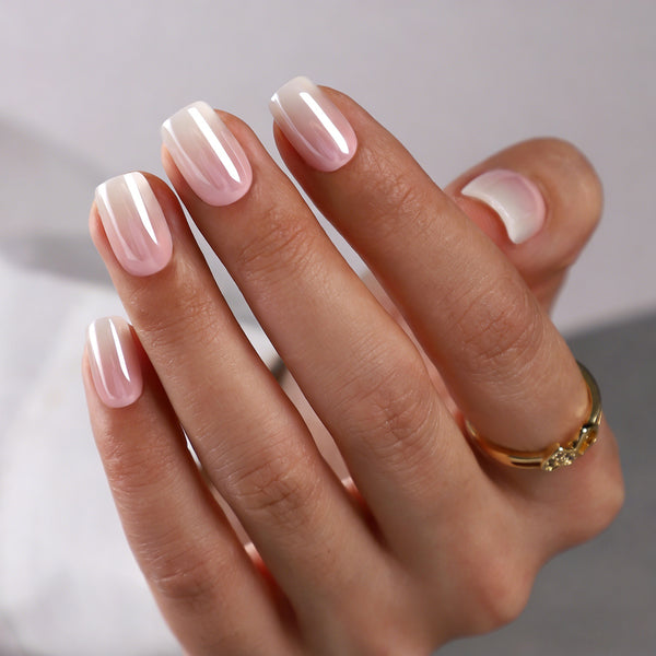 Ombre Chrome Medium Square Soft Gel Press Ons