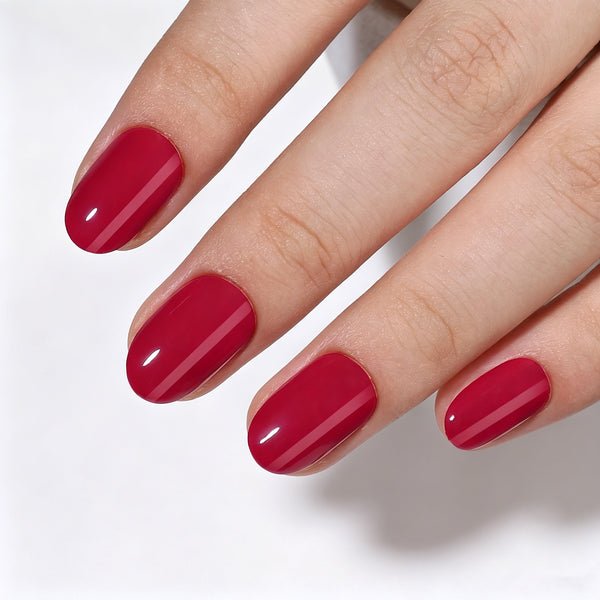 Oval Solid Color Red Soft Gel Press Ons A017-MH-4