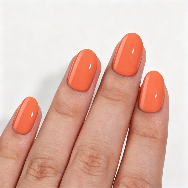 Oval Solid Color Orange Soft Gel Press Ons A444-MH-4