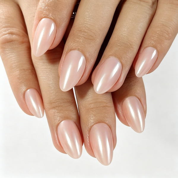 Almond Medium Pink Chrome Soft Gel Press Ons A470-MH-3
