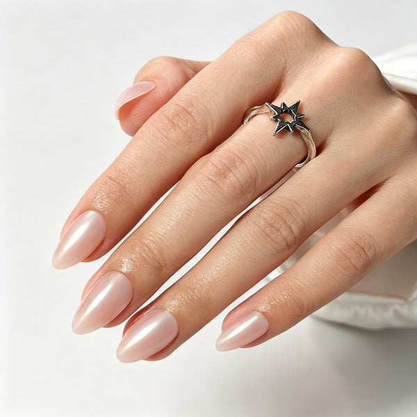Almond Medium Pink Chrome Soft Gel Press Ons A470-MH-3