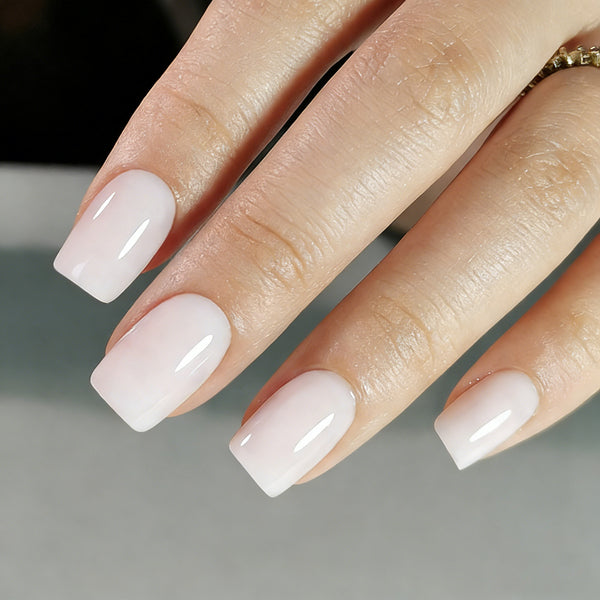 Short Square Solid Color Soft White Soft Gel Press Ons