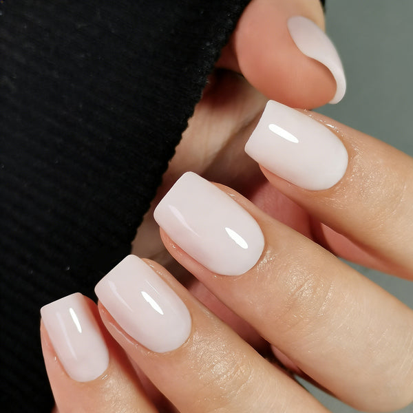 Short Square Solid Color Soft White Soft Gel Press Ons