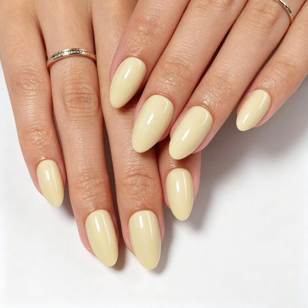 Almond Medium Yellow Soft Gel Press Ons C089-MH-3
