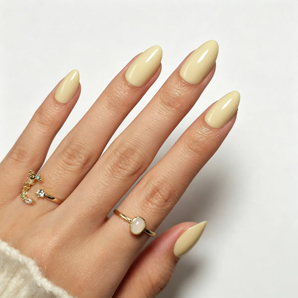 Almond Medium Yellow Soft Gel Press Ons C089-MH-3