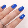 Short Square Solid Color Elegant Blue Gel Press Ons