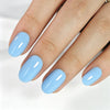Oval Solid Color Blue Soft Gel Press Ons F096-MH-4
