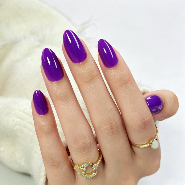 Almond Medium Purple Soft Gel Press Ons G071-MH-3
