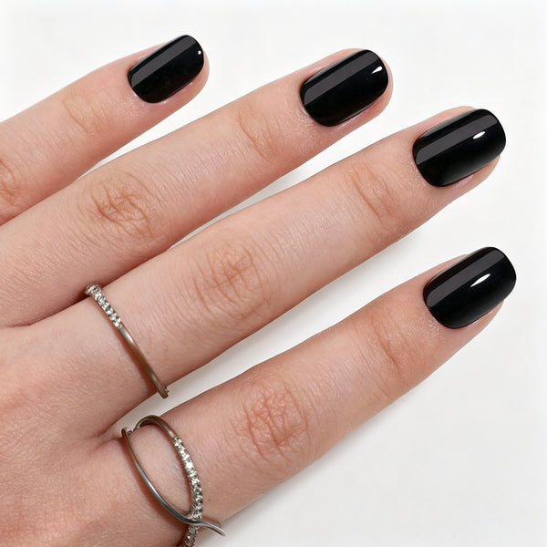 Square Short Black Soft Gel Press Ons H001-SH-4