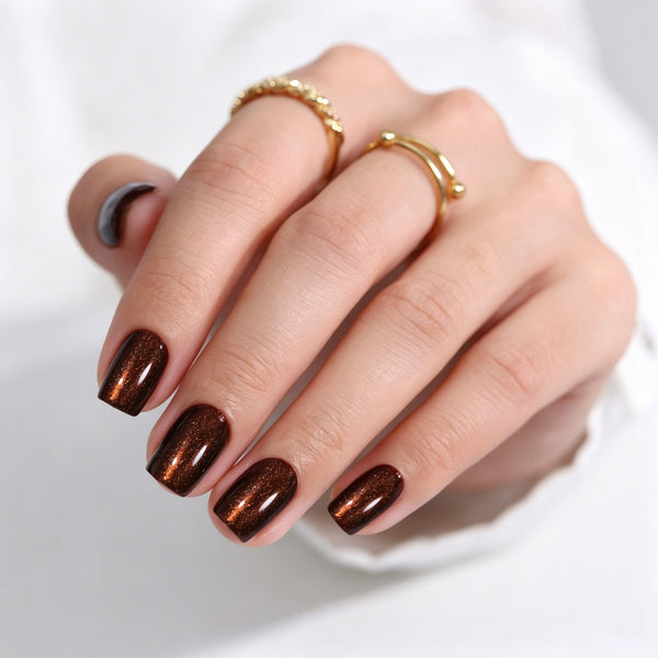 Square Cat Eye Brown Glitter Sparkle Soft Gel Press Ons H004-MH-5
