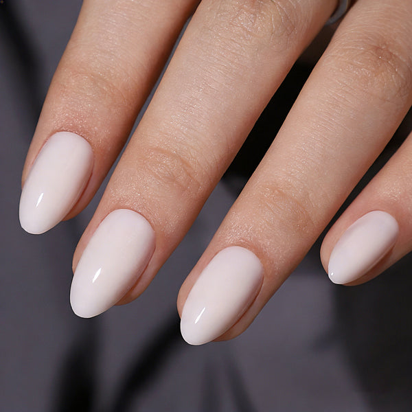 Almond Solid Color Soft White Red Soft Gel Press Ons