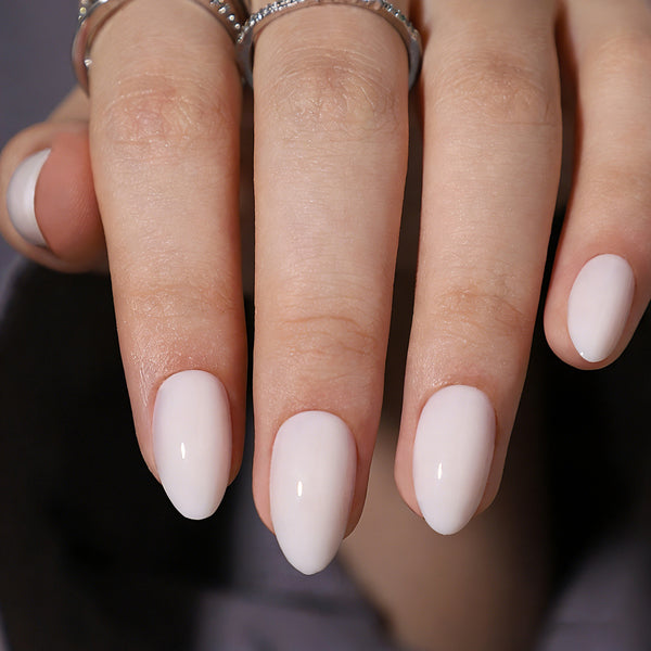 Almond Solid Color Soft White Red Soft Gel Press Ons