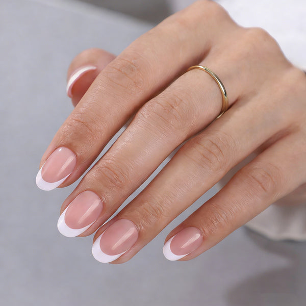 Short Oval French Nude Soft Gel Press Ons