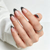 Short Almond Polka Dot French Tip Soft Gel Press Ons XNFS248-1