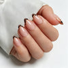 Short Almond Leopard French Tip Soft Gel Press Ons XNFS254