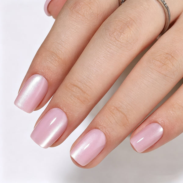 Square Medium Cat Eye Pink Soft Gel Press Ons XNMY163