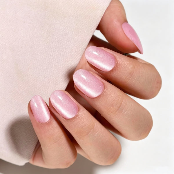 Oval Medium Cat Eye Pink Soft Gel Press Ons XNMY167-2