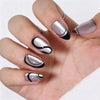 Almond Medium Cat Eye Line Art Sliver Soft Gel Press Ons XNMY188