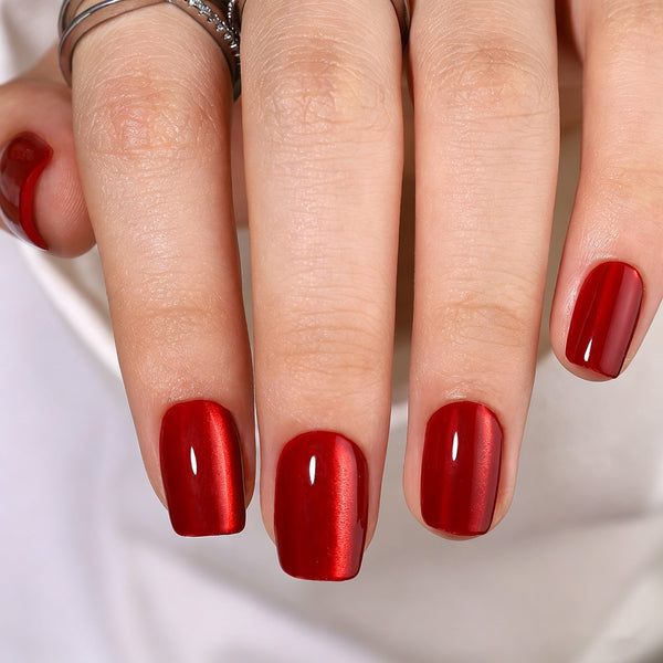 [VIP Access] 32-pc Premium Salon Soft-Gel Nails-Cat eye red