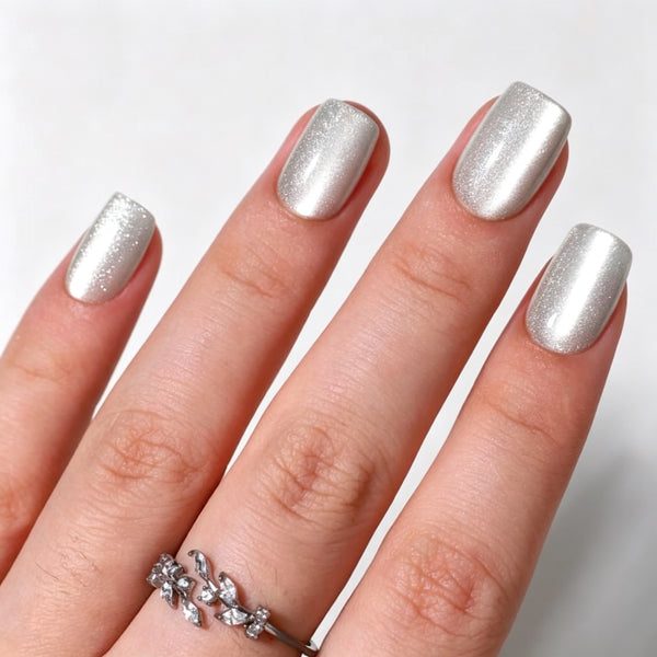 Square Medium Cat Eye Sliver Soft Gel Press Ons XNMY223