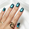 Square Cat Eye Blue Glitter Sparkle Soft Gel Press Ons XNMY250