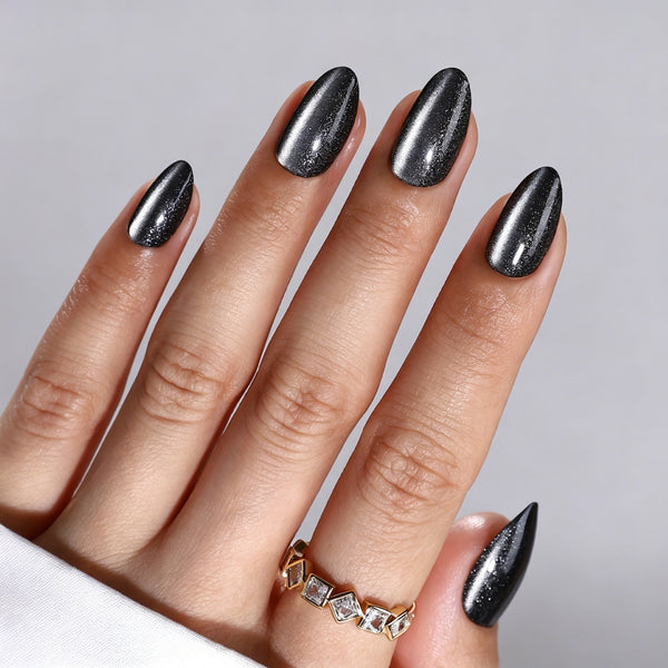 Almond Cat Eye Gray Soft Gel Press Ons XNMY285