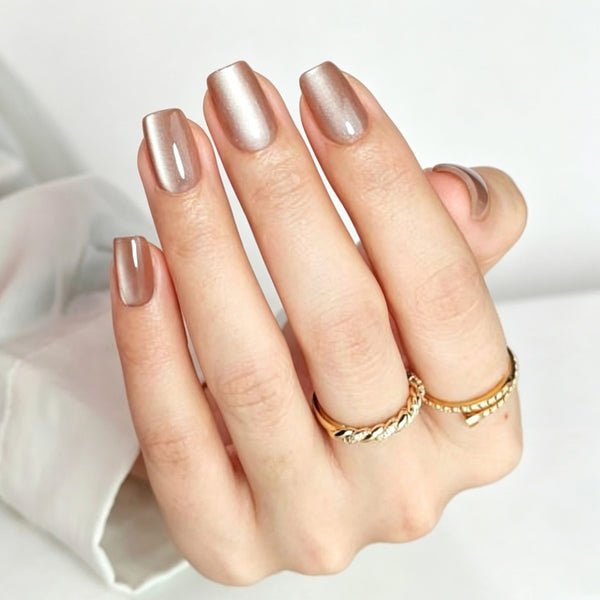 Square Medium Cat Eye Nude Soft Gel Press Ons XNMY311