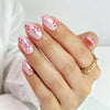 Almond Medium Pearl Pink Flower Soft Gel Press Ons XNPH1985