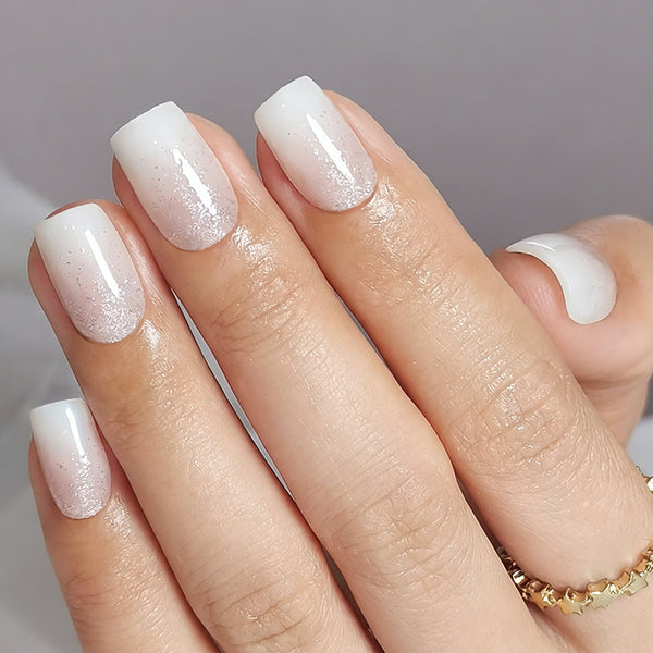 Ombre Medium Square Sparkly Glitter Soft Gel Press Ons