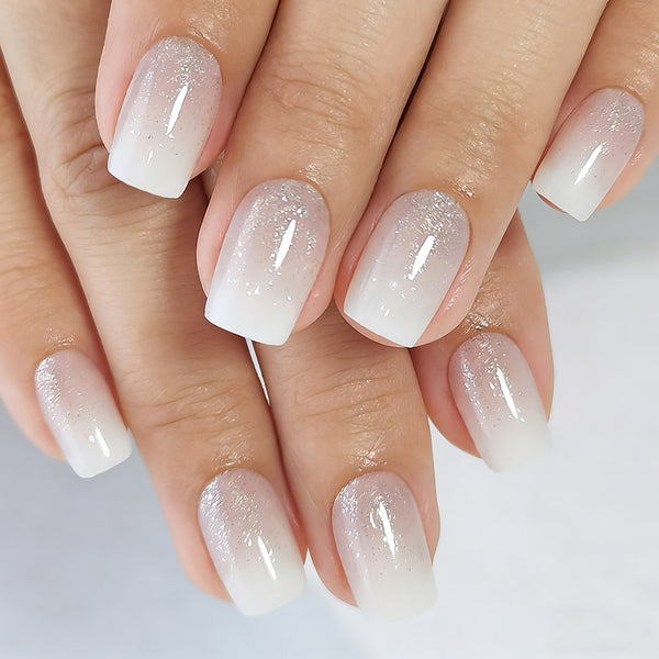 Ombre Medium Square Sparkly Glitter Soft Gel Press Ons